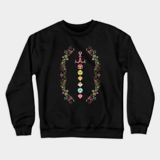 Floral Polyhedral Dice Set Sword Crewneck Sweatshirt